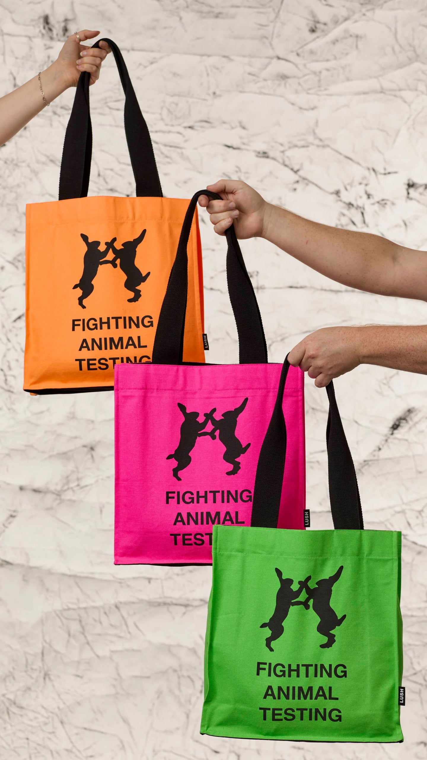 Fighting Animal Testing - Fluoro Green, Orange and Pink Tote Bag